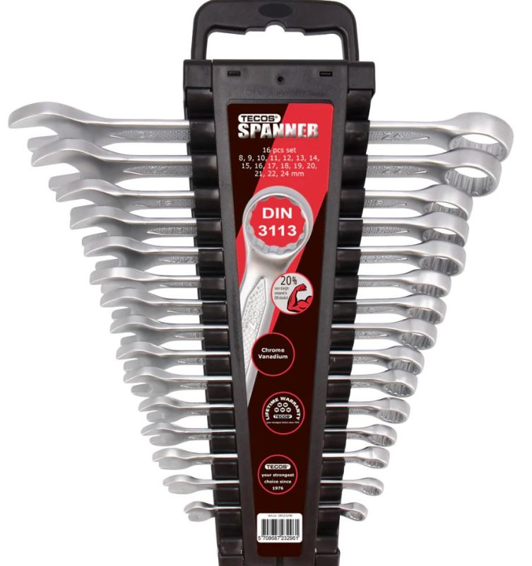 Tecos T-CW824 Kombinøkkelsett – 16 deler, 8–24 mm