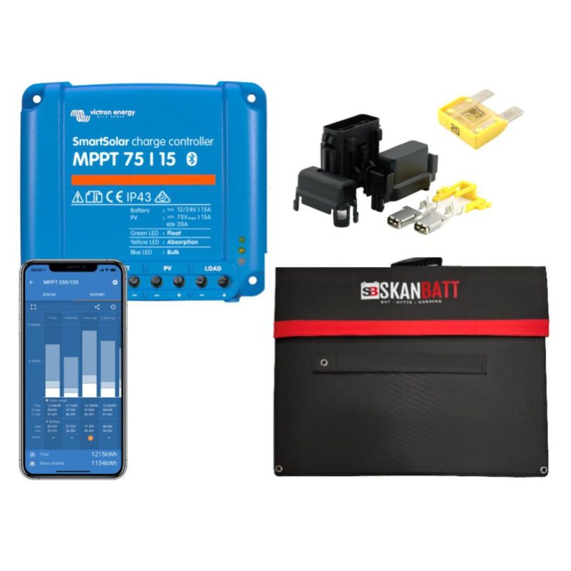 SKANBATT / Victron Solcellepakke Båt 180W – Komplett uten batteri