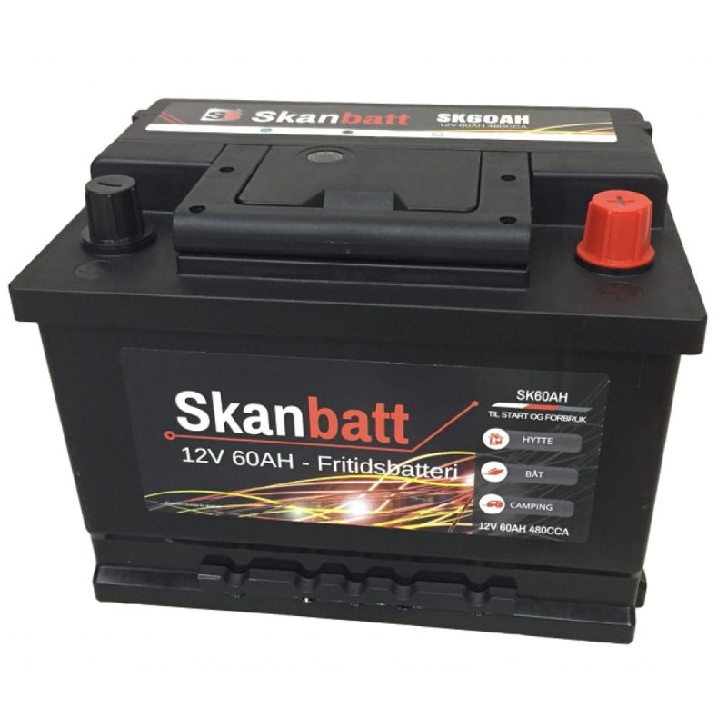 Skanbatt SK60AH Fritidsbatteri 12V 60Ah – Vedlikeholdsfritt kombinasjonsbatteri