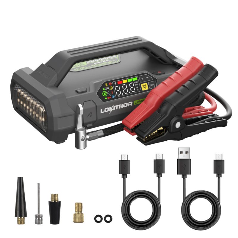Lokithor JA3000PRO Startbooster 12V – 3000A med luftkompressor