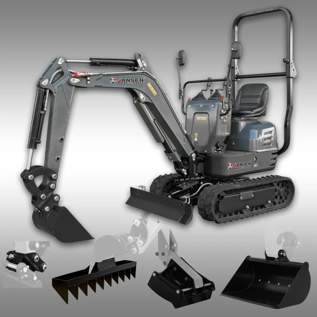 JANSEN MB-700 minigraver, 8,5 hk bensinmotor, sett, justerbart understell