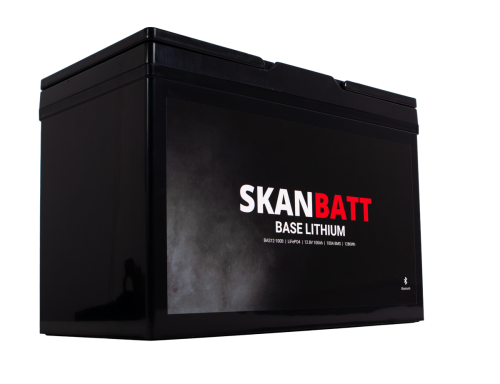 SKANBATT Base Lithium - 12V 100Ah 100A BMS - 307x169x208mm - Bluetooth - 3 Års garanti